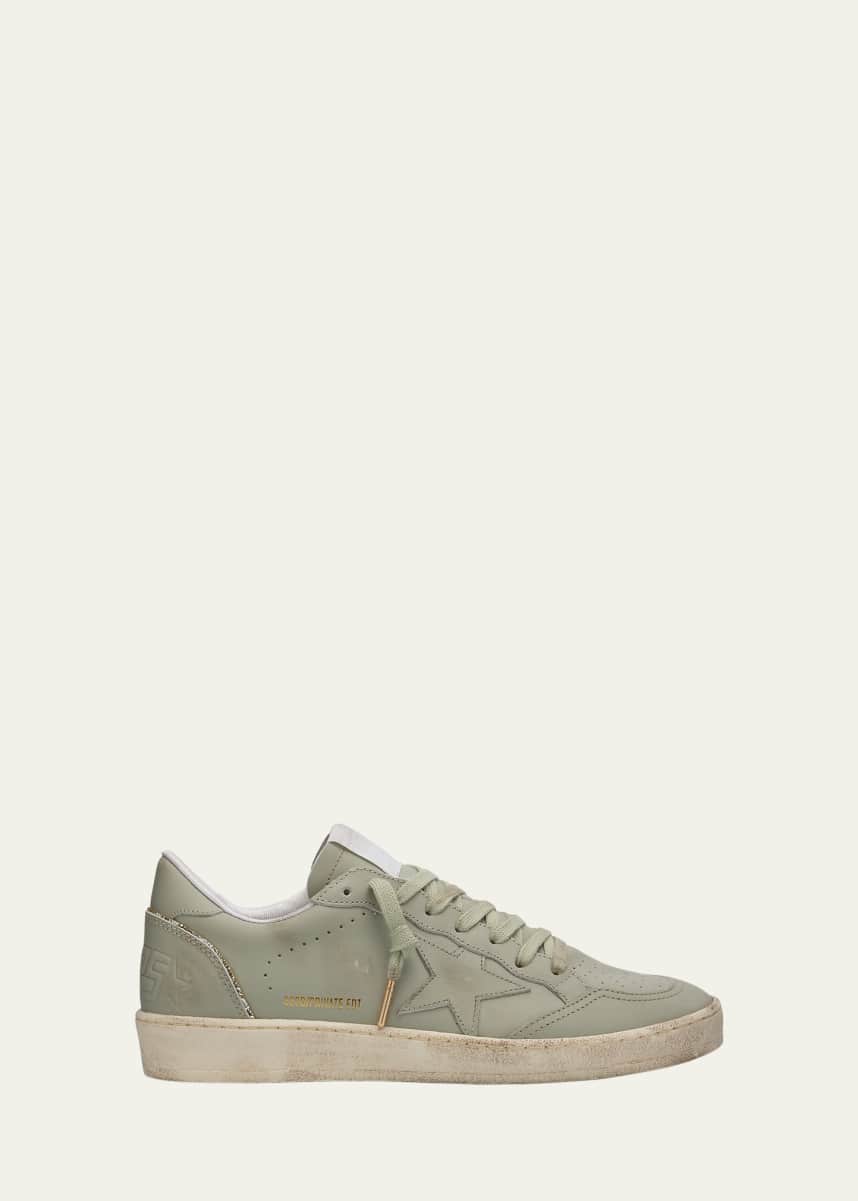 Golden Goose Ballstar Leather Glitter Low-Top Sneakers