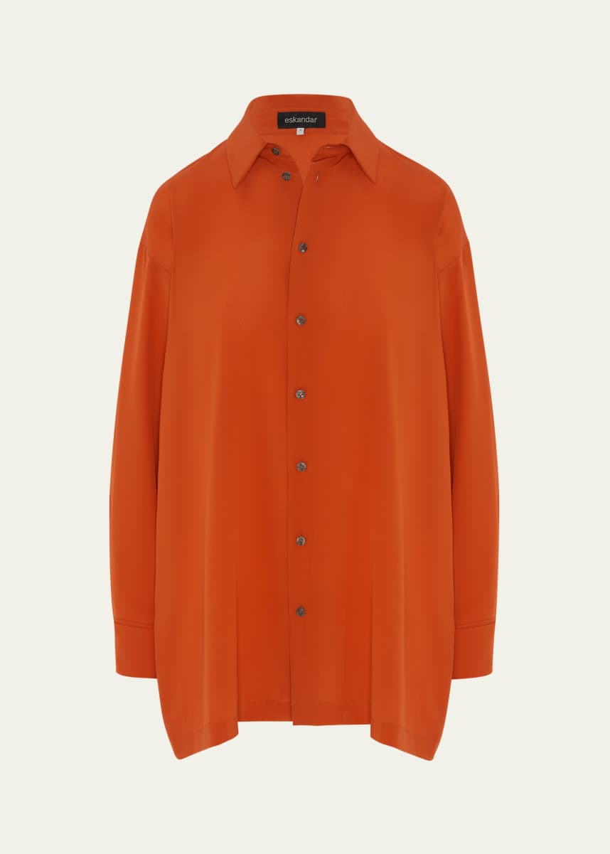 Eskandar Slim A-line Back Pleat Shirt With Collar (Long Plus Length)