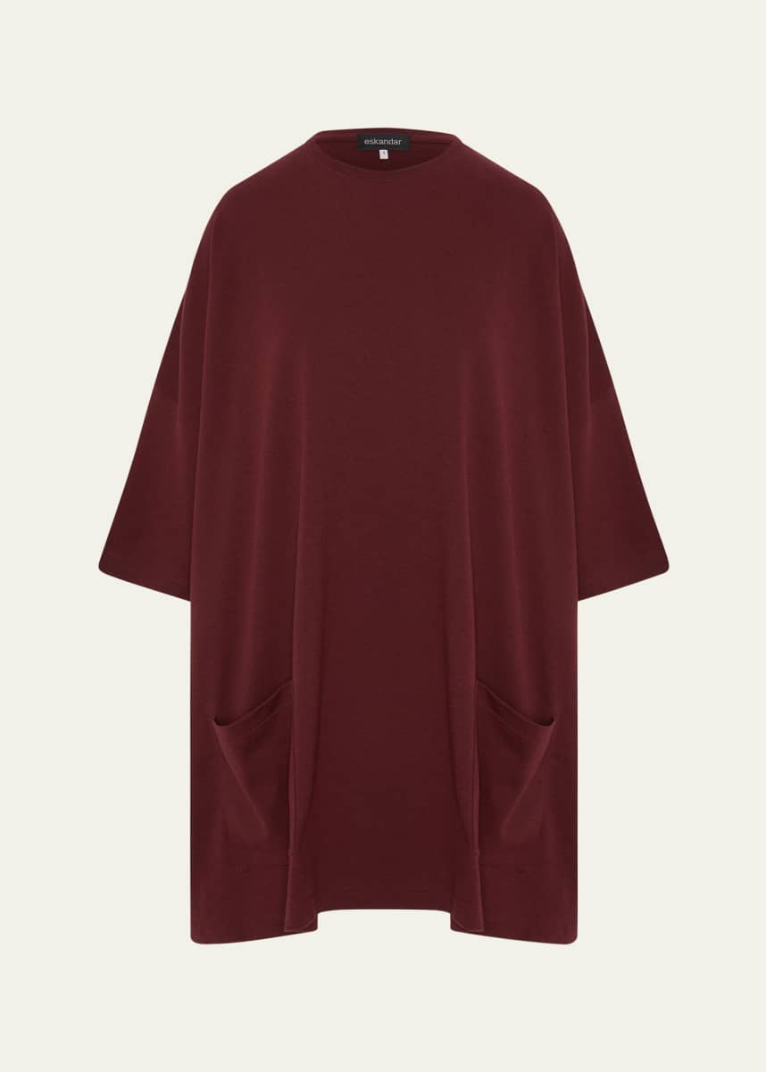 Eskandar Sloped-Shoulder Round-Neck Poncho (Long Plus Length)