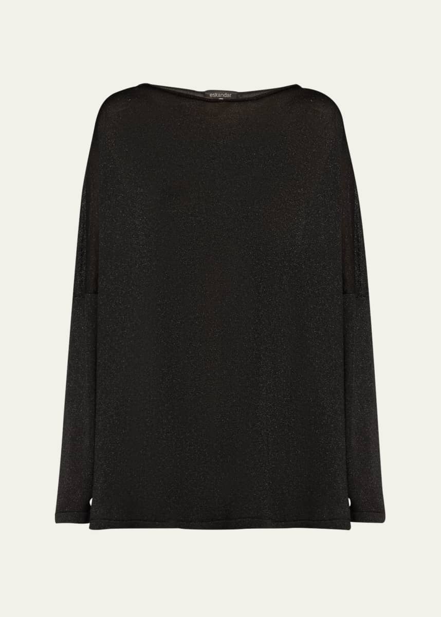 Eskandar Slim Sleeve Slash Neck Sweater (Mid Plus Length)
