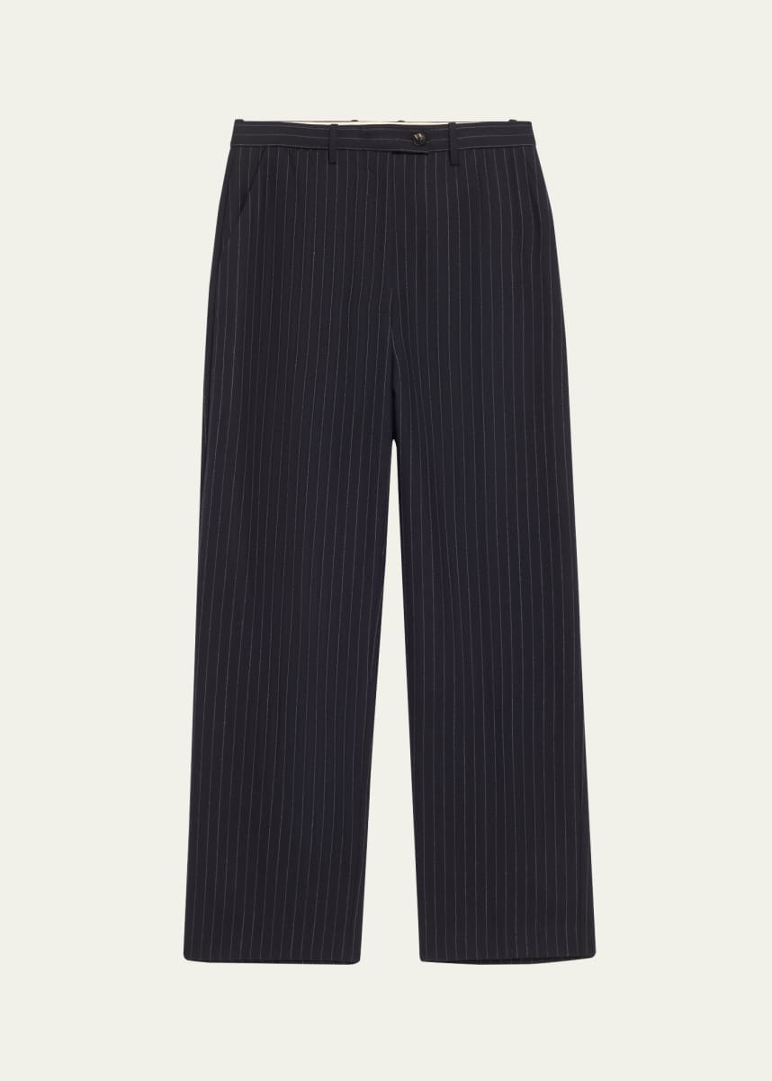 Co Pinstripe Straight Leg Wool Pants
