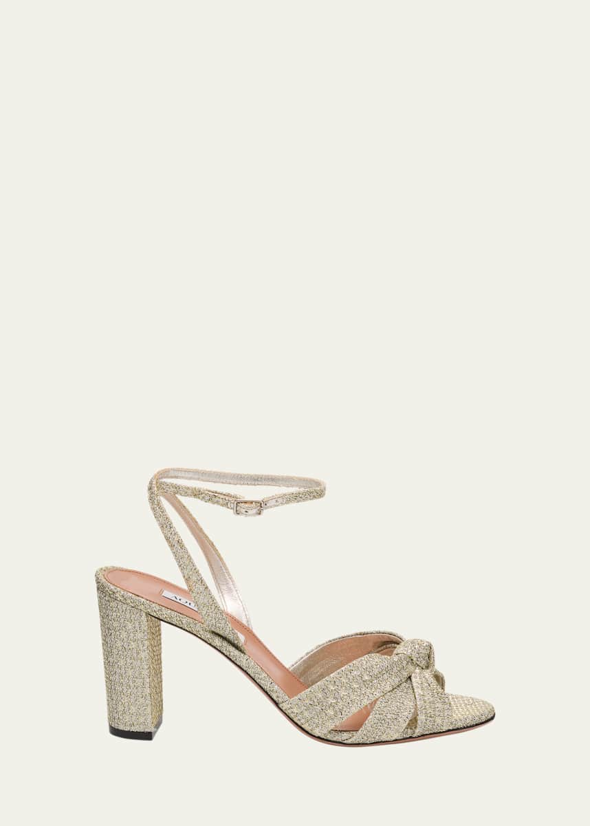 Aquazzura Honeycomb Nina Knot Ankle-Strap Sandals