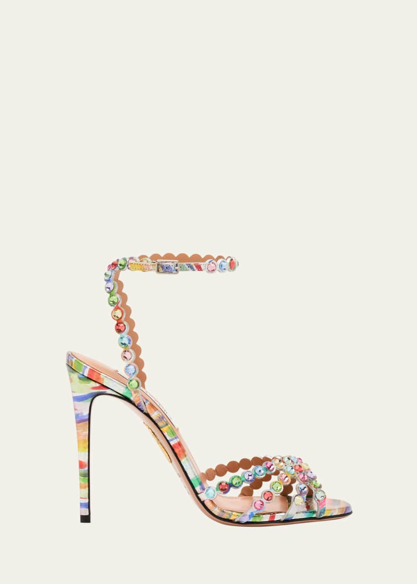 Aquazzura Tequila Brush Strokes Printed Stiletto Sandals