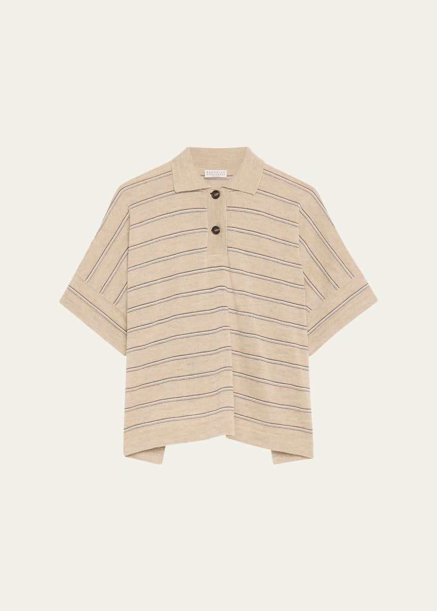 Brunello Cucinelli Striped Short-Sleeve Polo Shirt