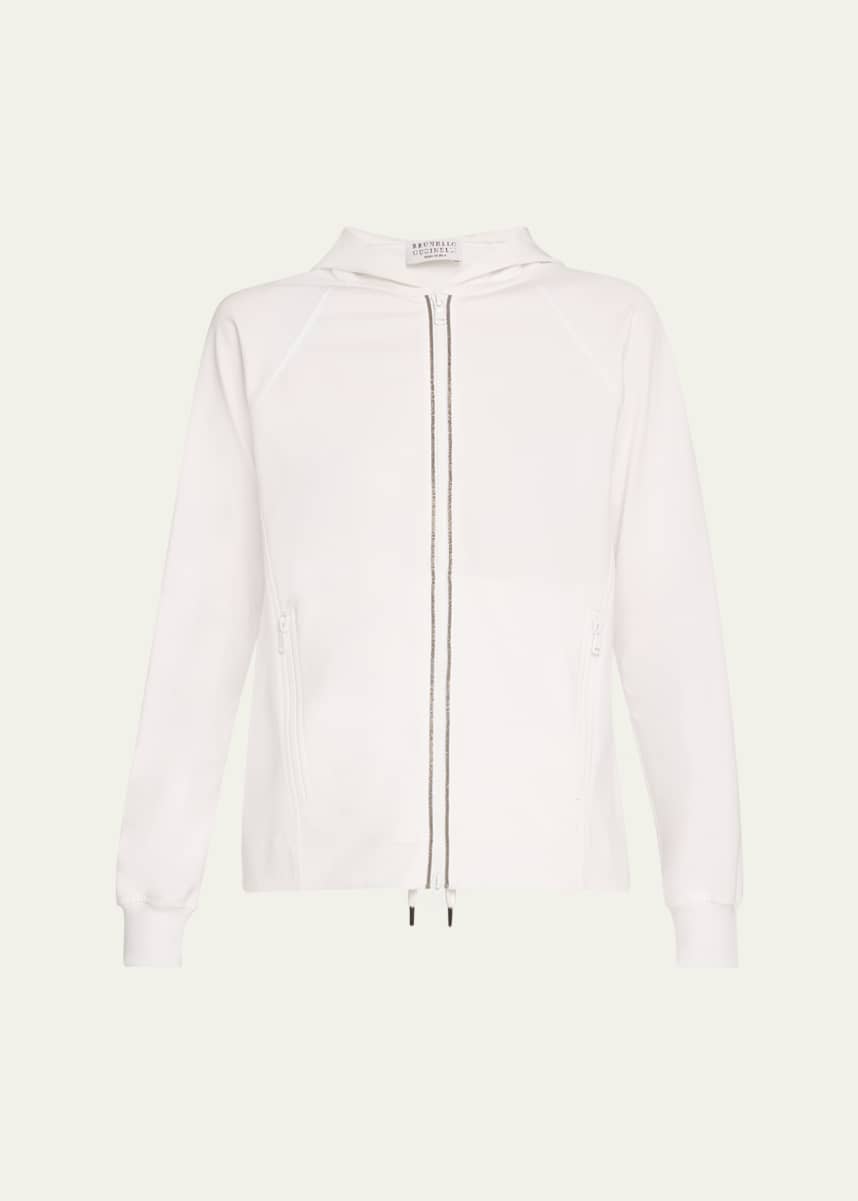 Brunello Cucinelli Monili Techno Jersey Zip-Front Hoodie