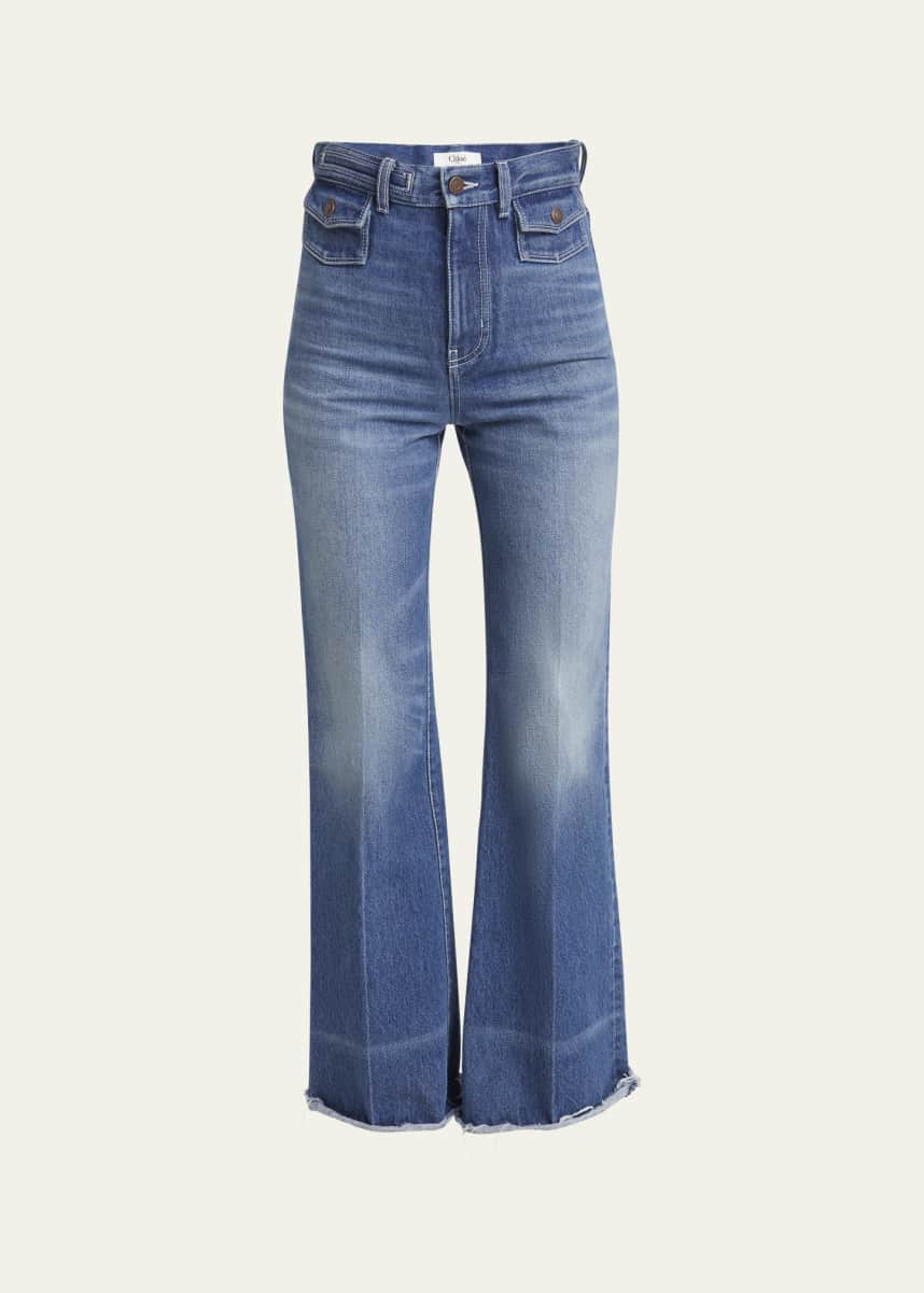 Chloe High-Rise Flare Raw-Hem Jeans