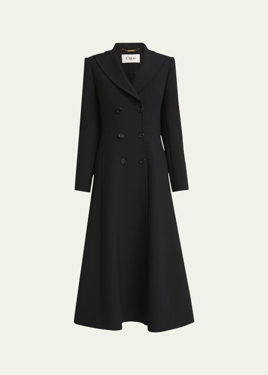 Chloe Double-Breasted A-Line Long Coat