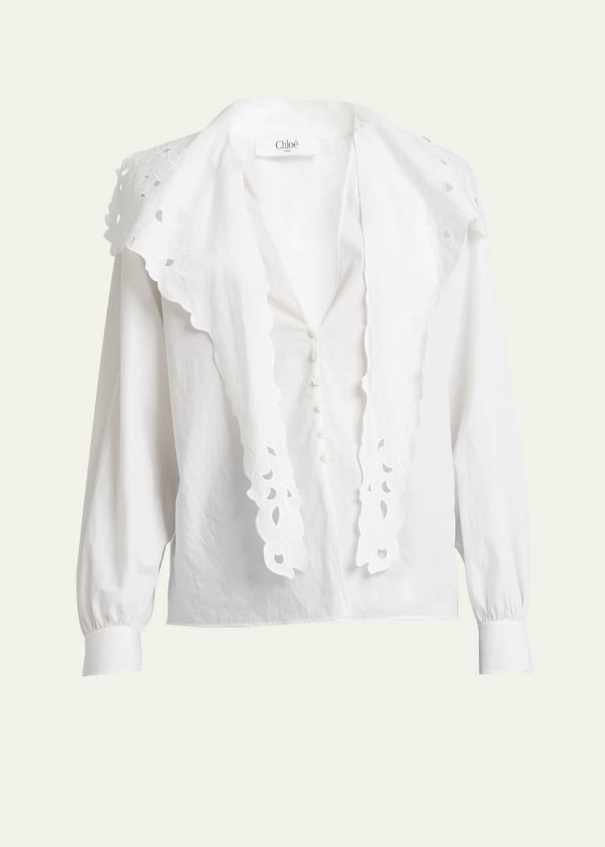 Chloe Embroidered Lavallière Cotton Shirt