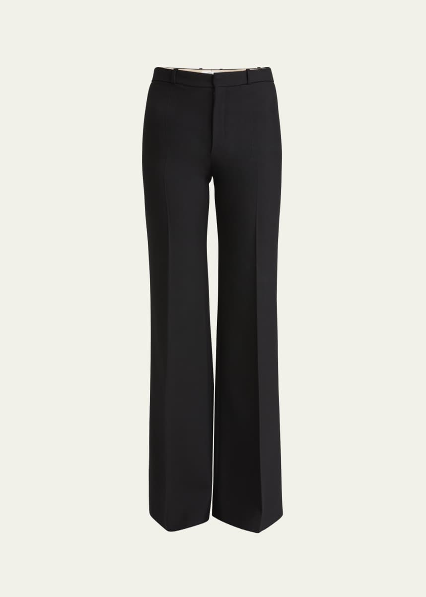 Chloe Flared Crepe Wool Trousers