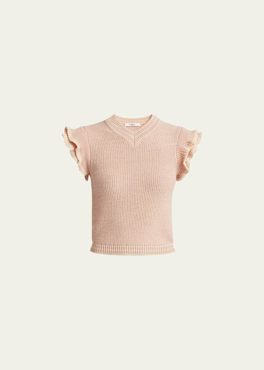 Chloe Ruffle Cap-Sleeve Sweater