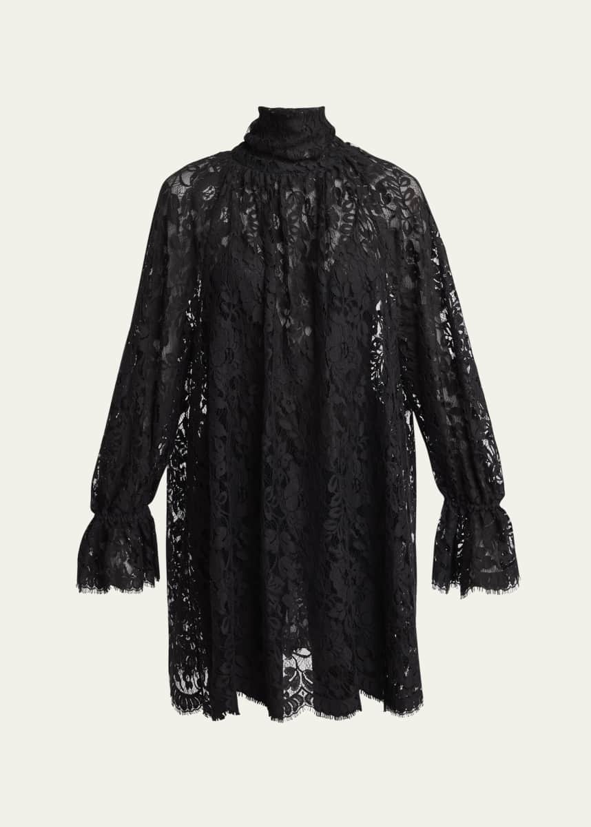 Chloe Turtleneck Long-Sleeve Lace Shift Dress