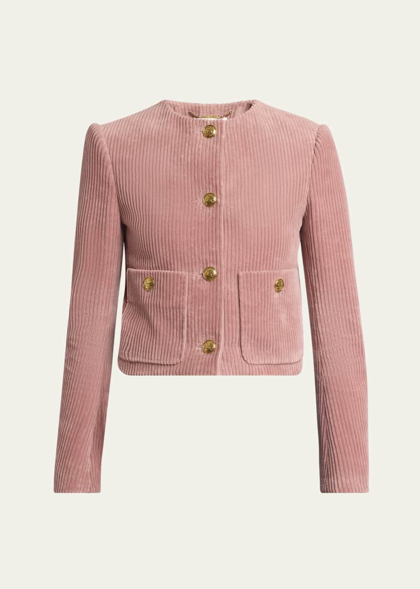 Chloe Corduroy Crop Single-Breasted Jacket