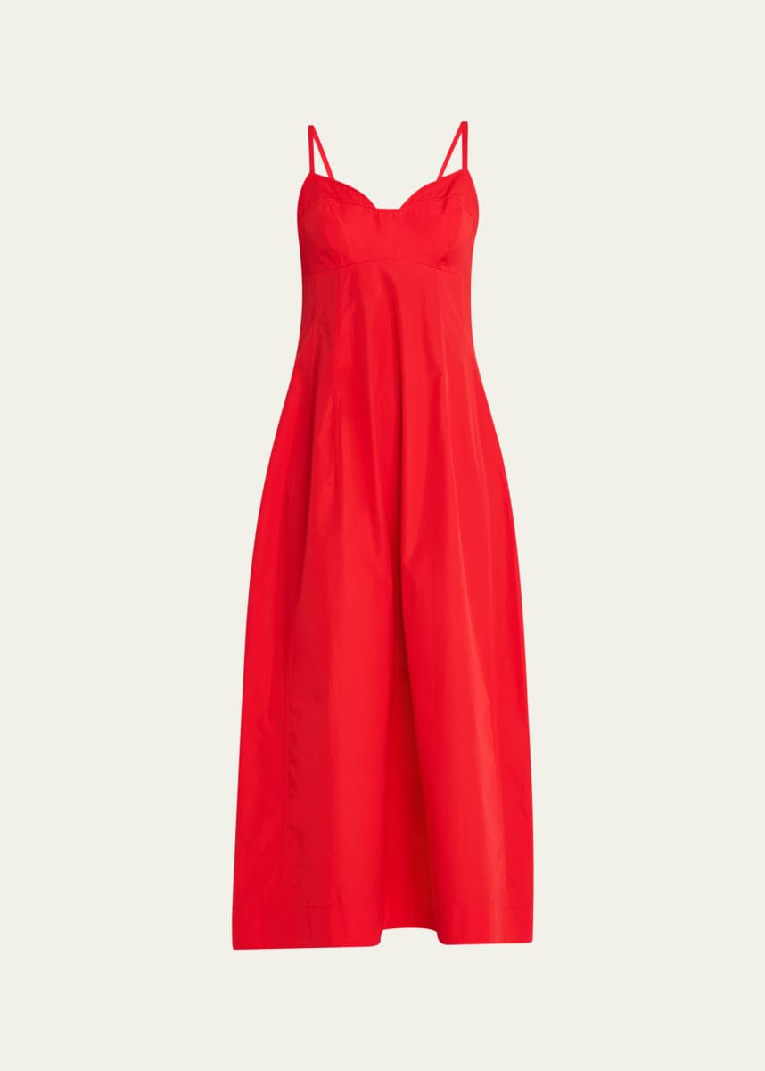 Co Bustier-Cut Sleeveless Cotton Midi Dress
