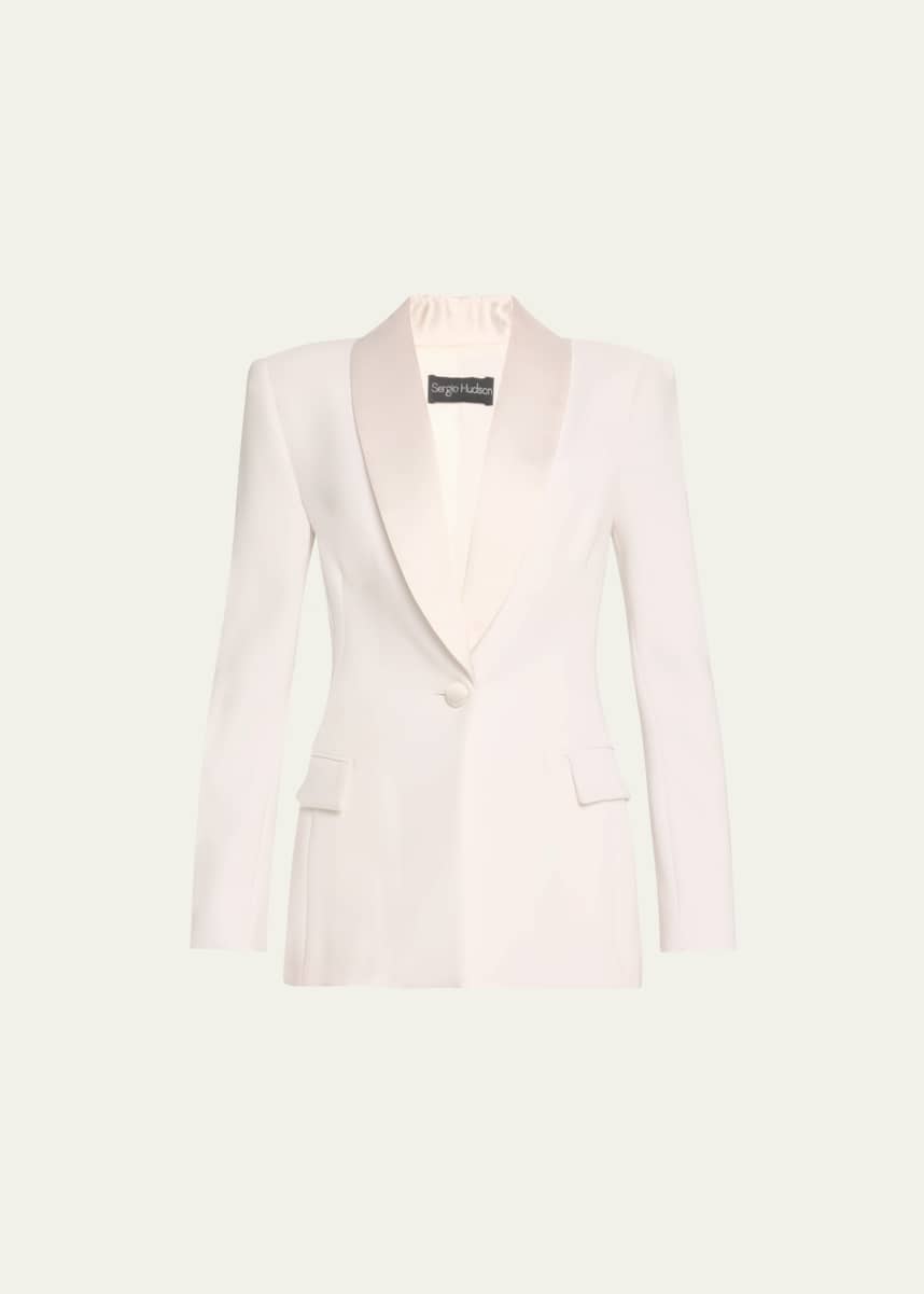 Sergio Hudson Satin Shawl Lapel One-Button Blazer