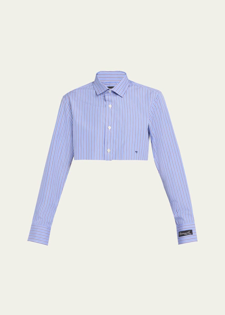 HOMMEGIRLS Stripe Super Cropped Poplin Shirt