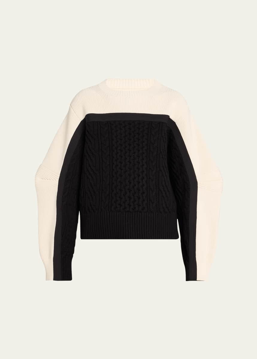 Sacai 21AW wool Rebuild the docking cable knit Sweater Tops Long Sleeve 21-05730 Navy 1