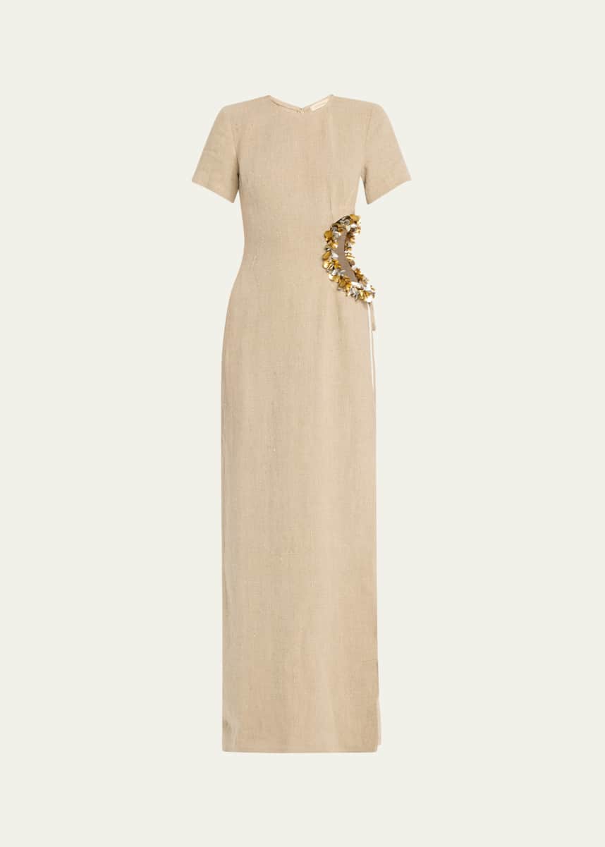 Diotima Seaford Cutout Linen Evening Dress