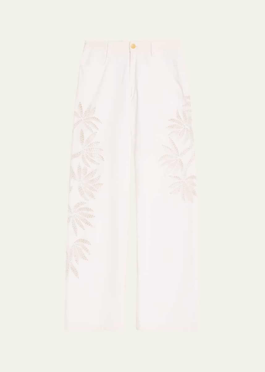 Diotima Stulla Botanical Cutout Wide-Leg Jeans