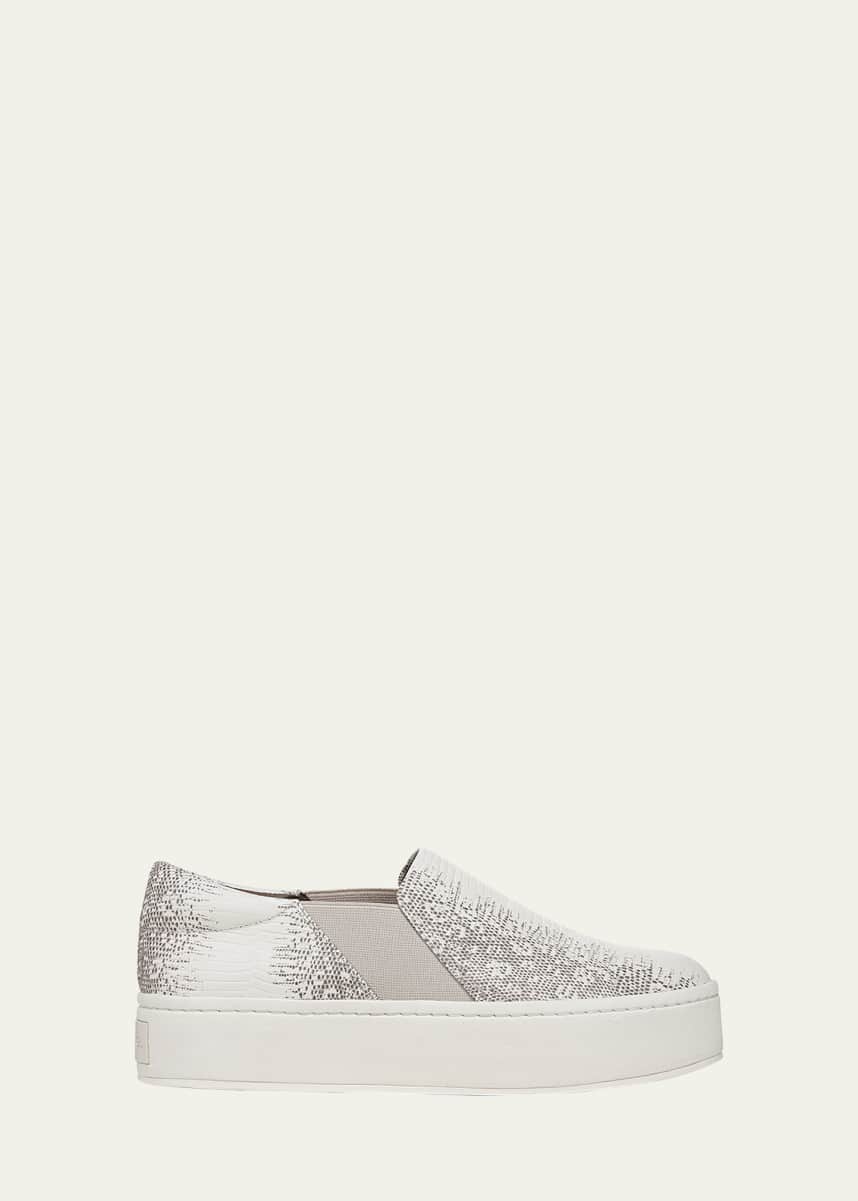 Vince Warren Snake-Embossed Leather Platform Sneakers