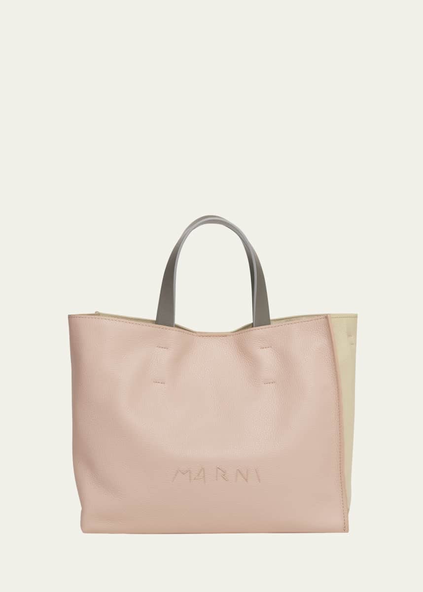 Marni Museo Small East-West Colorblock Leather Tote Bag