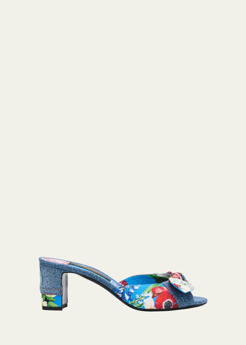 Dolce&Gabbana Kiera Sofia Denim Floral Bow Sandals