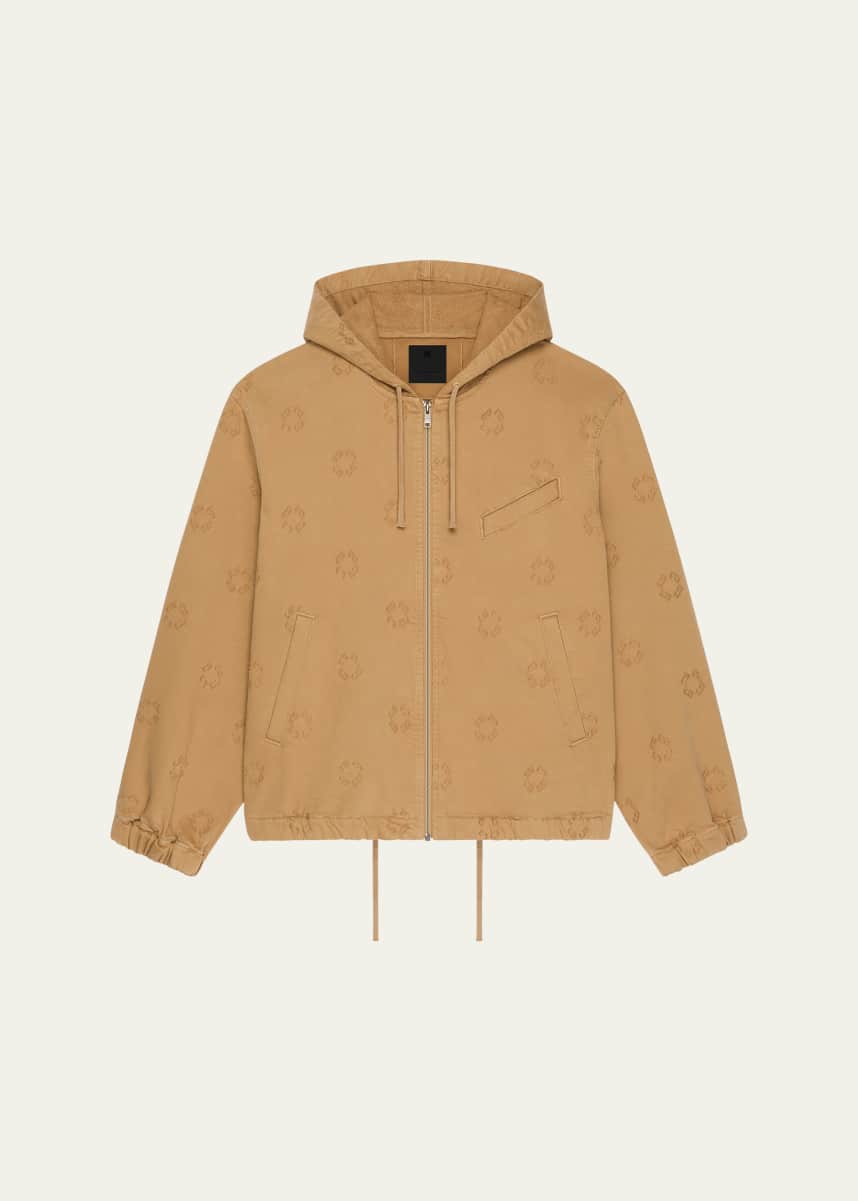Givenchy Men's Hooded Monogram Denim Jacket