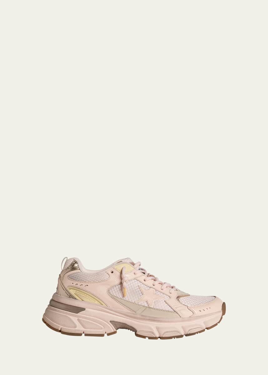 Golden Goose Lightstar Net Mixed Leather Runner Sneakers