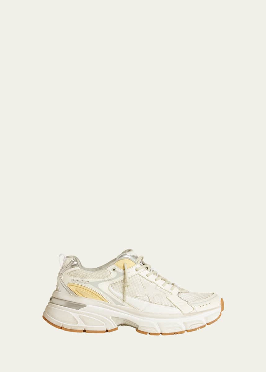 Golden Goose Lightstar Net Mixed Leather Runner Sneakers