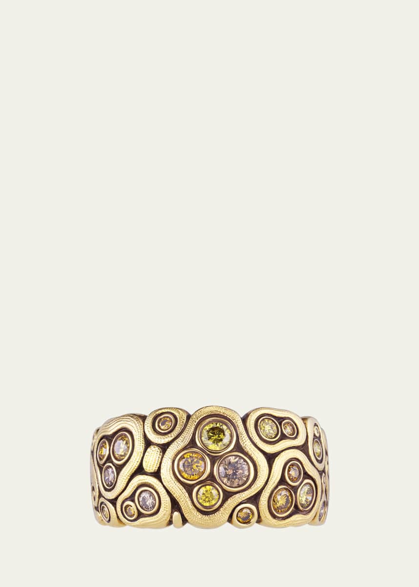 Alex Sepkus Swirling Water 18K Yellow Gold Band with Natural Colored Diamonds