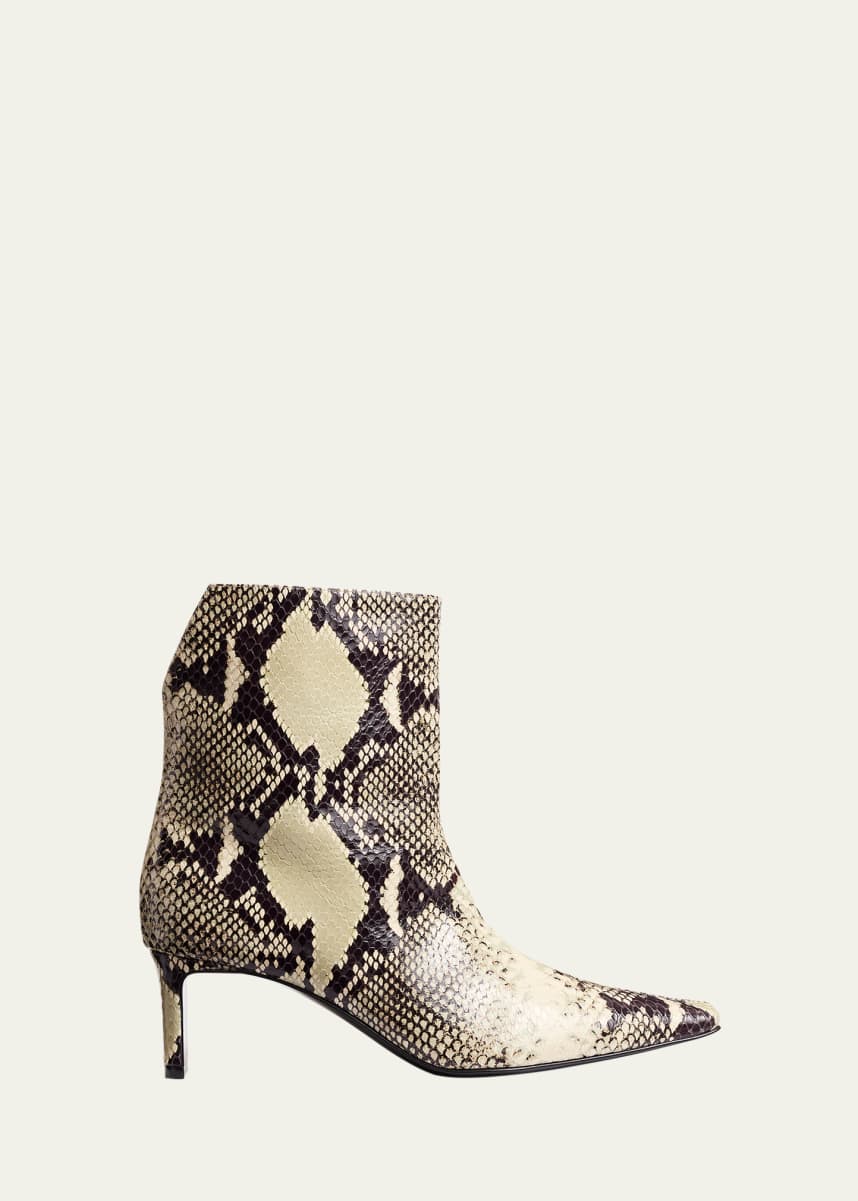 Khaite Ona Python-Embossed Stiletto Ankle Boots