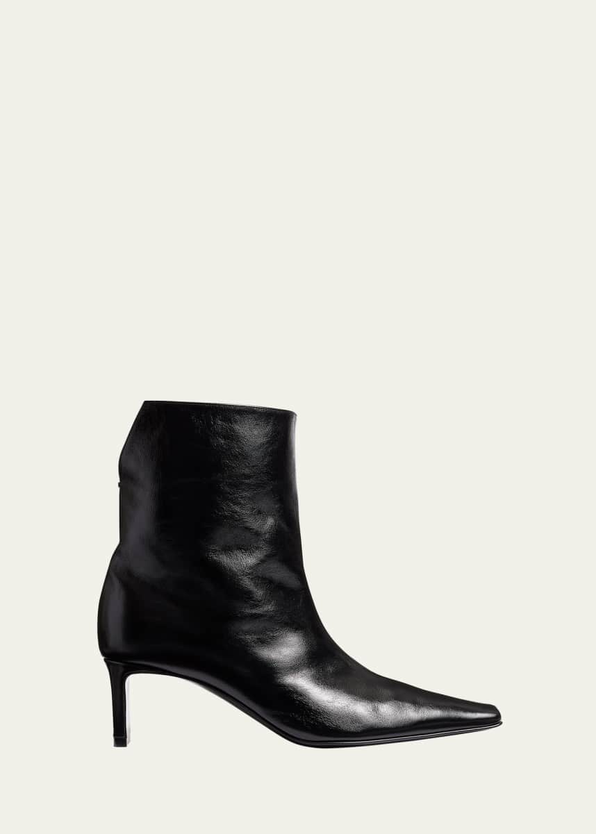 Khaite Ona Leather Stiletto Ankle Boots