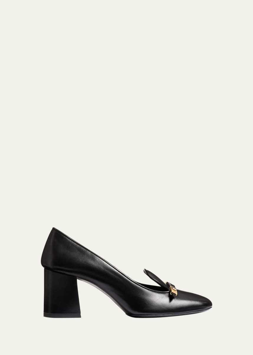 Khaite Elio Leather Buckle Loafer Pumps