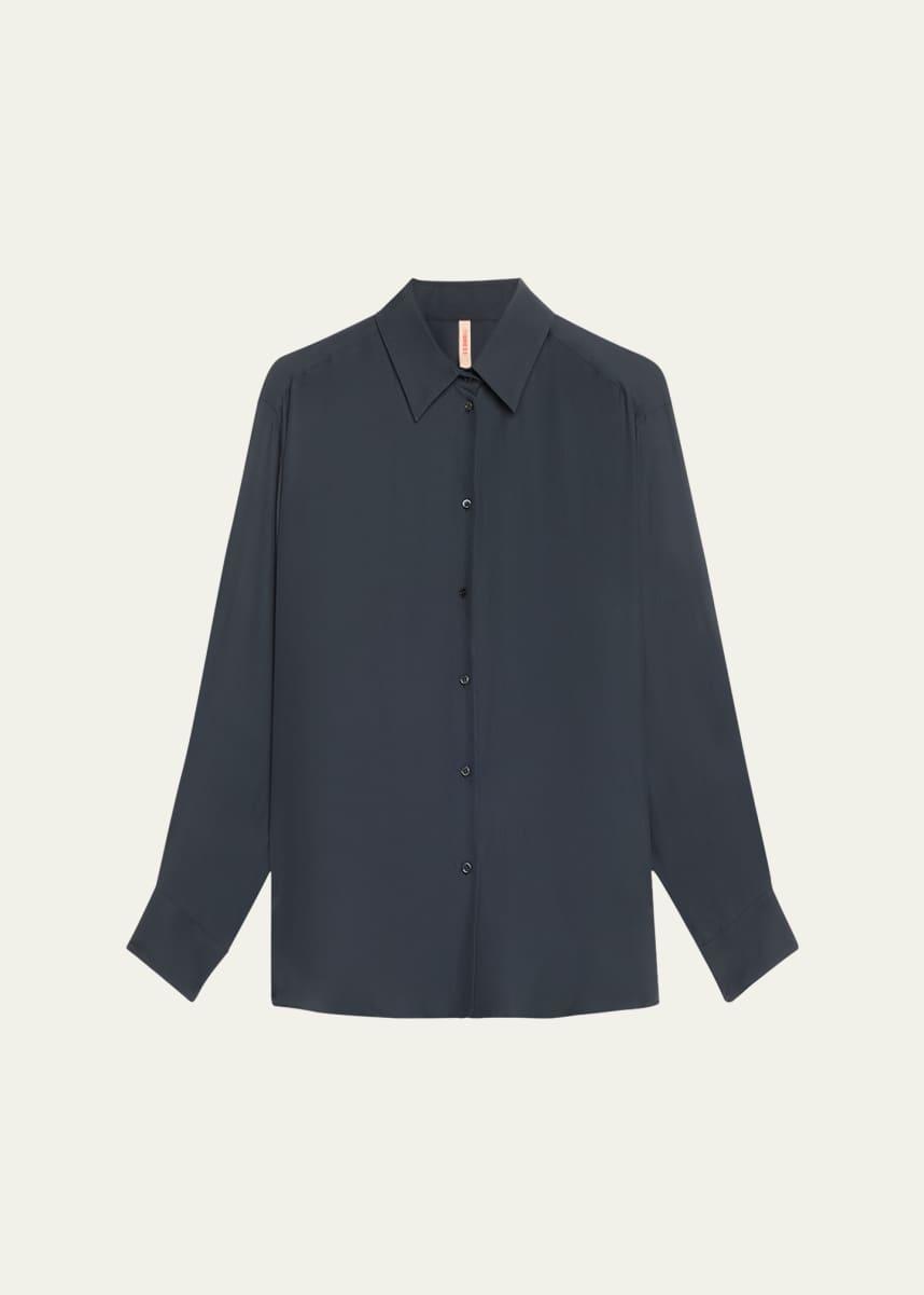 INDRESS Oversized Organic Button Down Silk Blouse