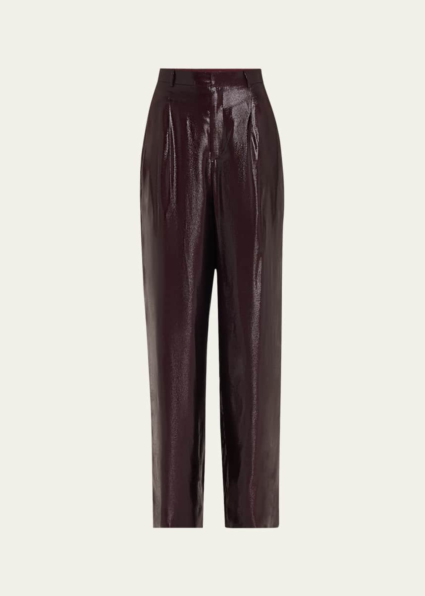 INDRESS Shiny Metallic Wide Leg Pants