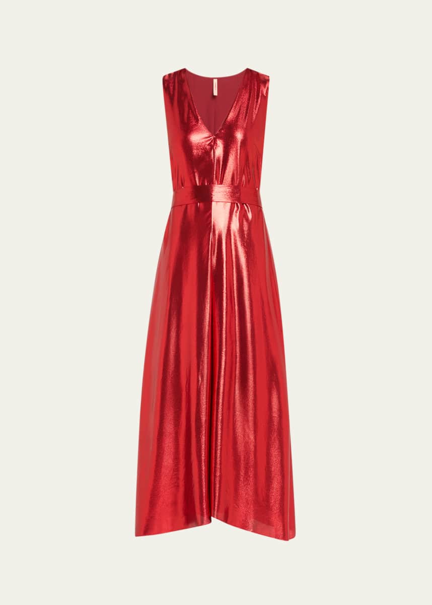 INDRESS Shiny Metallic Midi Dress