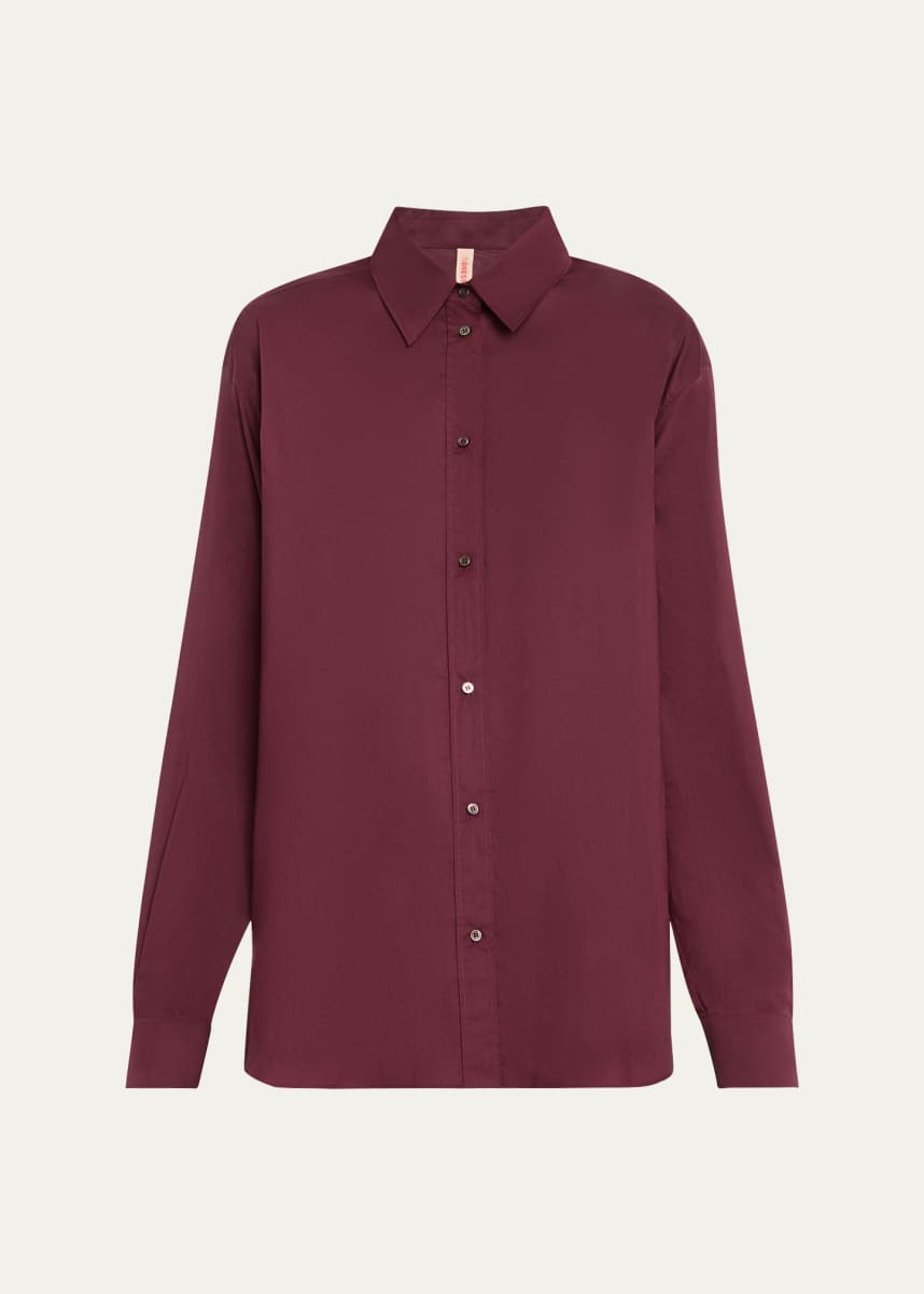 INDRESS Oversized Button Down Cotton Voile Top