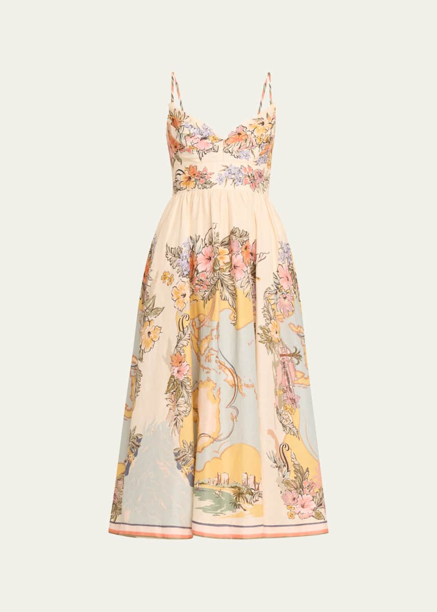 Zimmermann Tallow Nautical Map Tucked Bodice Dress