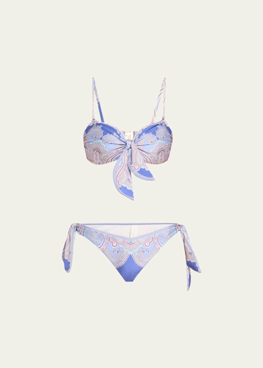 Zimmermann Maxine Paisley Scarf Tie Two-Piece Swimsuit