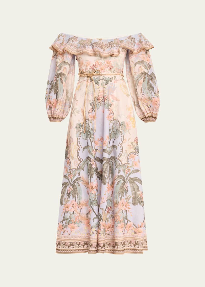 Zimmermann Wylie Off-Shoulder Midi Dress