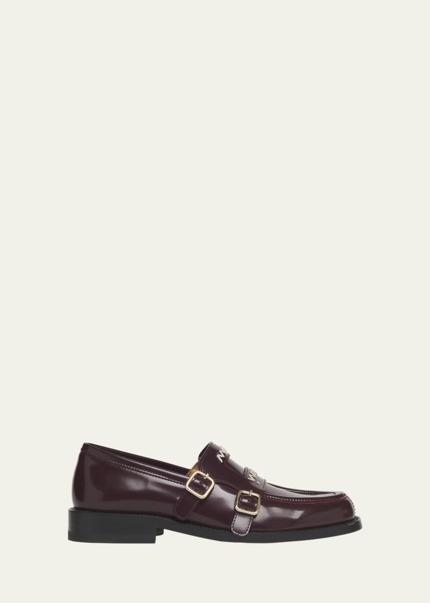 Marni Logo Dual Monk-Strap Leather Loafers