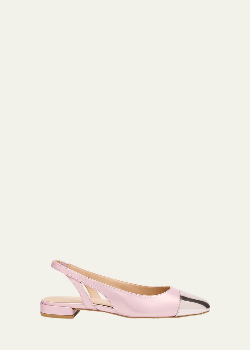 Stuart Weitzman Sleek Cap-Toe Slingback Flats