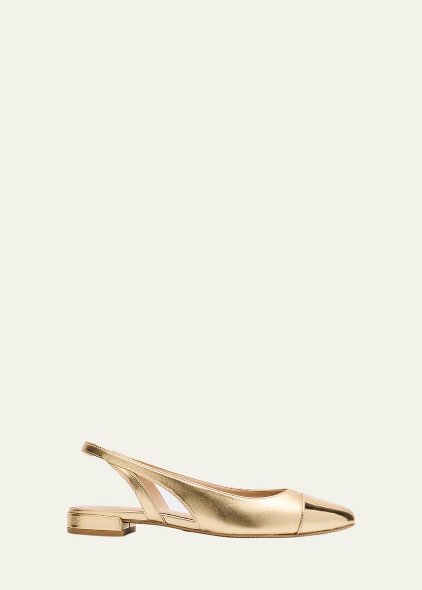 Stuart Weitzman Sleek Cap-Toe Slingback Flats