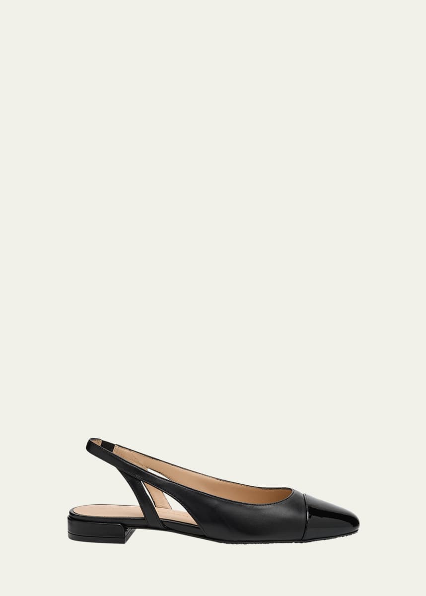 Stuart Weitzman Sleek Leather Slingback Ballerina Flats
