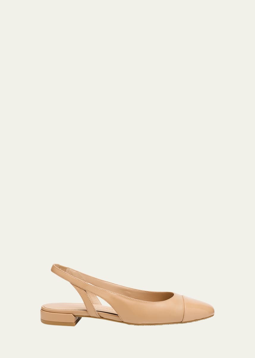 Stuart Weitzman Sleek Leather Slingback Ballerina Flats