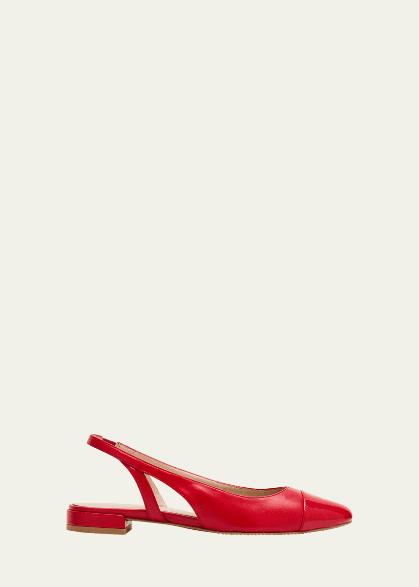 Stuart Weitzman Sleek Leather Slingback Ballerina Flats