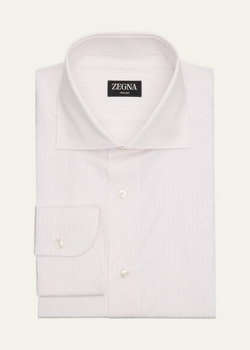 ZEGNA Men's Multi-Stripe Trecapi Cotton Dress Shirt