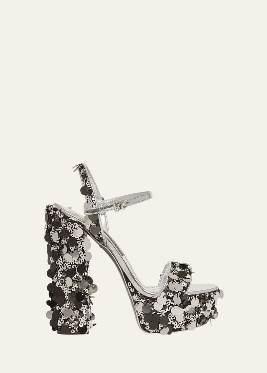 Dolce&Gabbana Keira Metallic Sequin Platform Sandals