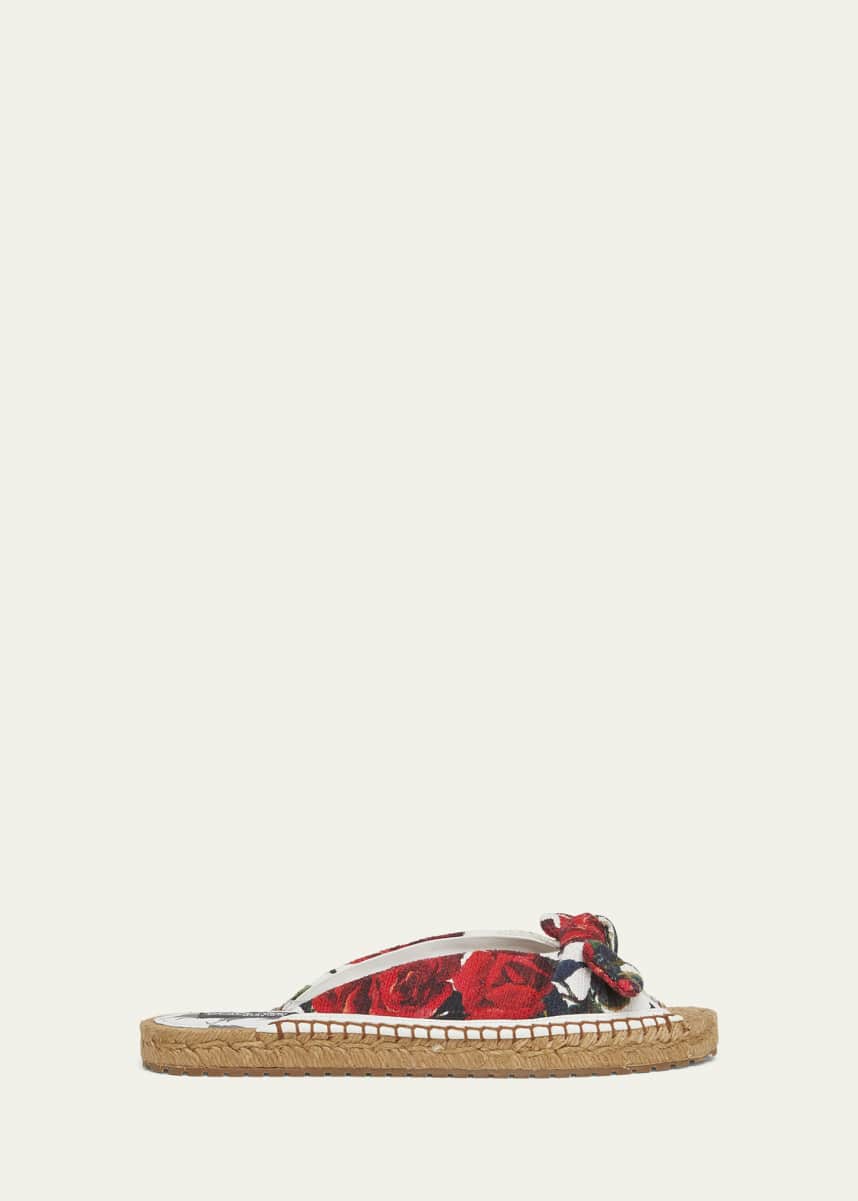 Dolce&Gabbana Floral Knot Flat Slide Espadrilles