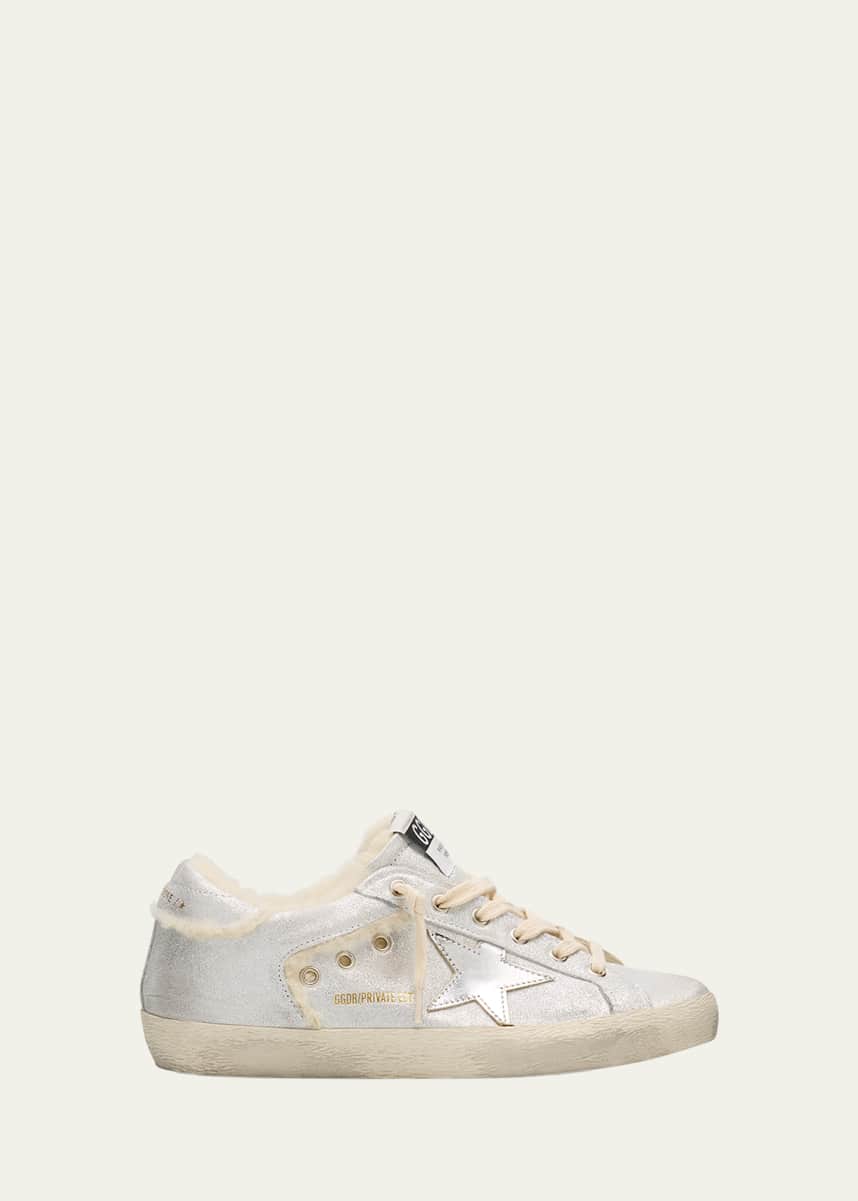 Golden Goose Superstar Metallic Leather and Shearling Sneakers