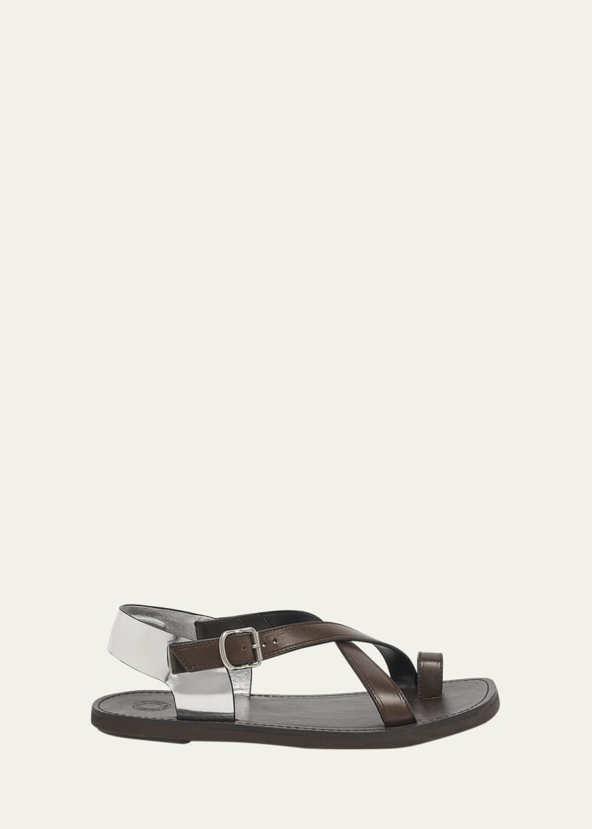Dries Van Noten Men's Strappy Leather Side-Buckle Sandals